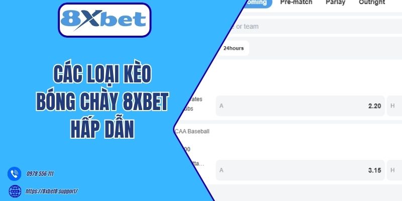 Các loại kèo bóng chày 8xbet hấp dẫn 