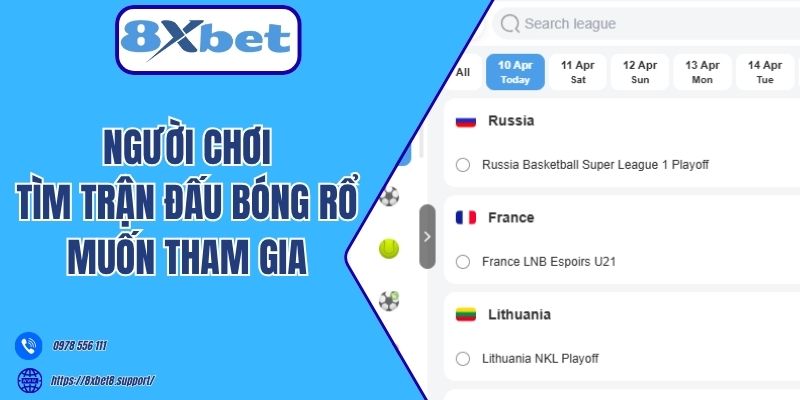 Người chơi tìm trận đấu bóng rổ muốn tham gia 